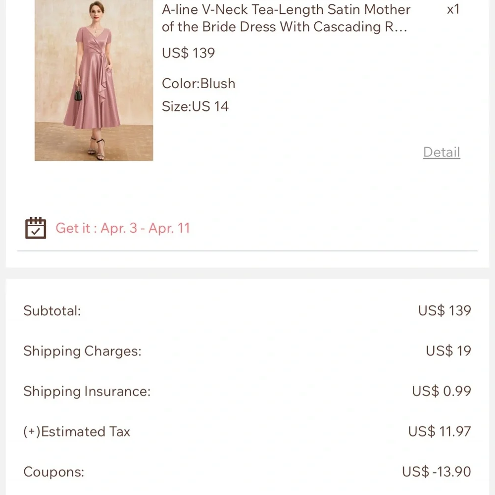 JJs House Pink Wedding Dress - Picture 2 of 2